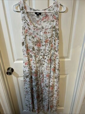 Fay White Floral Maxi Dress with Pink & Green Print